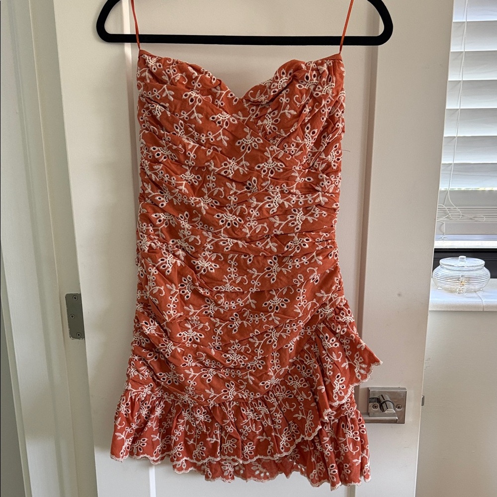 Bardot Orange and White Floral Mini Dress